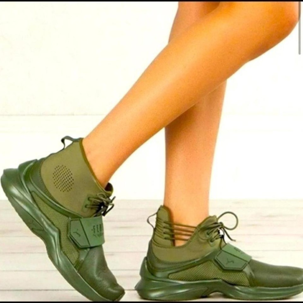 Puma Fenty by Rihanna Trainer Mid Cypress Olive Green Sneakers Womens
